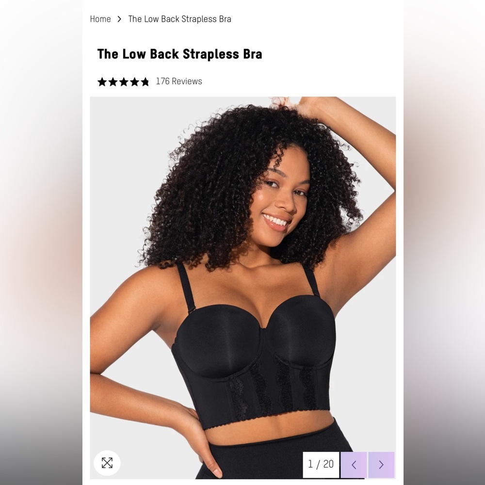 SHECURVE- Low Back Strapless Bra - Black & Nude 34D